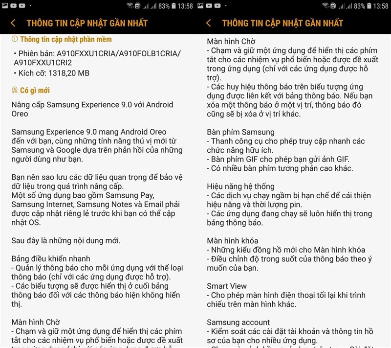 Các tính năng mới trên bản cập nhật Android Oreo dành cho Galaxy A9 Pro 2016