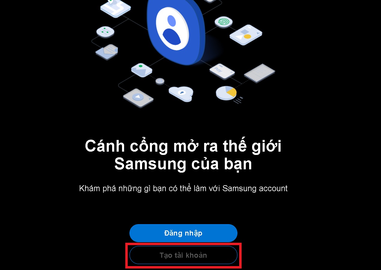 3 cách tạo tài khoản Samsung Account trên Smart tivi Samsung chi tiết > Bạn truy cập trang web > Chọn Tạo tài khoản.