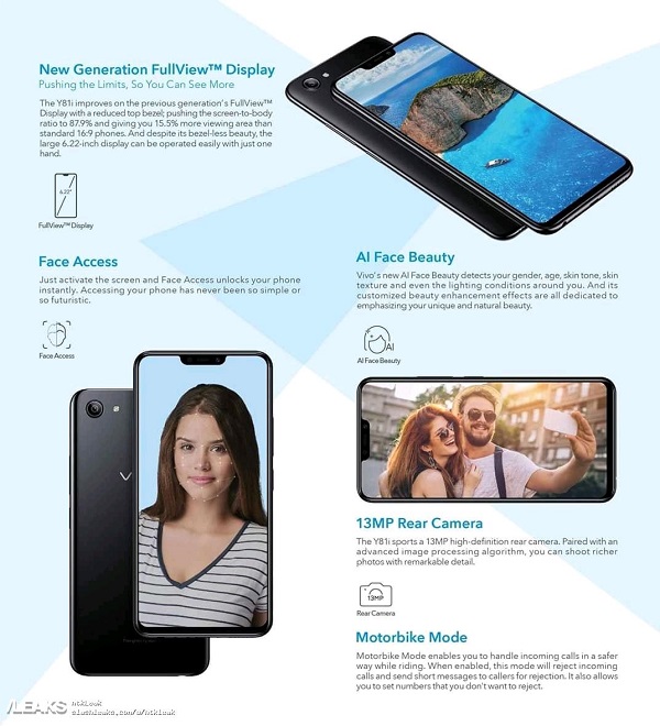 Smartphone giá rẻ Vivo Y81i lộ cấu hình đầy đủ qua poster quảng cáo