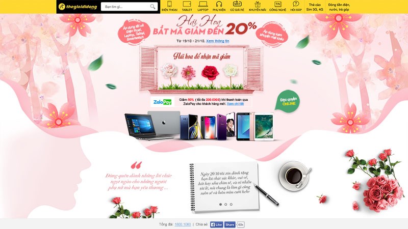 Giảm sốc ngày 20-10 Giảm sốc ngày 20-10