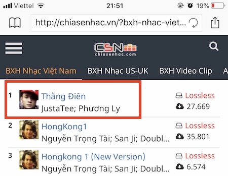 Nhấp vào bài hát bạn muốn chọn tải về.