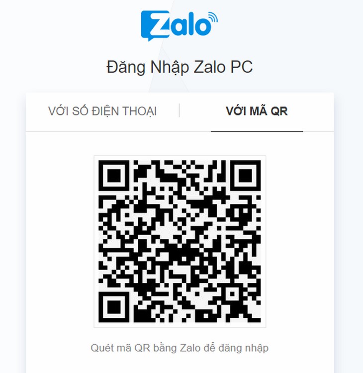 Cách đăng nhập Zalo trên máy tính nhanh chóng, đơn giản nhất > Chọn mục “Với mã QR” trên trang chủ