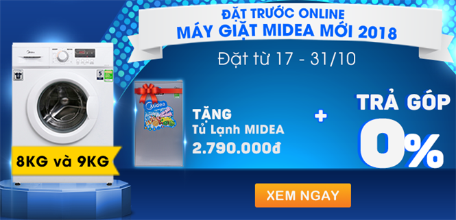 Chương trình mua máy giặt lồng ngang mới 2018 giá 7 triệu, được tặng tủ lạnh 90L gọn xinh cho phòng ngủ được triển khai từ ngày 17/10 đến 30/10/2018