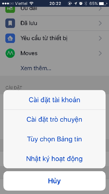 Chọn Cài đặt tài khoản