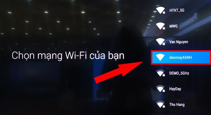 Nếu bạn có mạng Wi-Fi, hãy đặt tên cho thiết bị Wi-Fi mà bạn muốn kết nối.