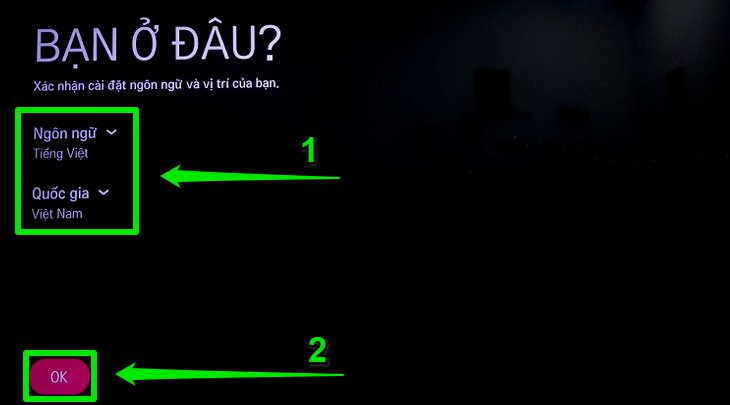 Chọn khu vực và ngôn ngữ