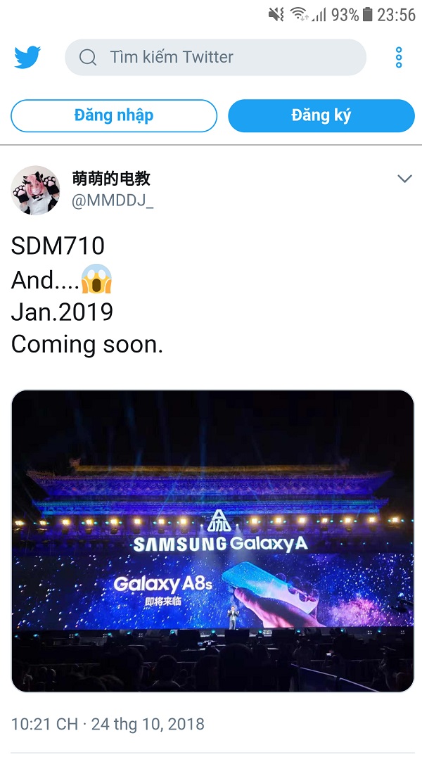 Galaxy A8s sẽ ra mắt vào tháng 1/2019 Galaxy A8s sẽ ra mắt vào tháng 1/2019