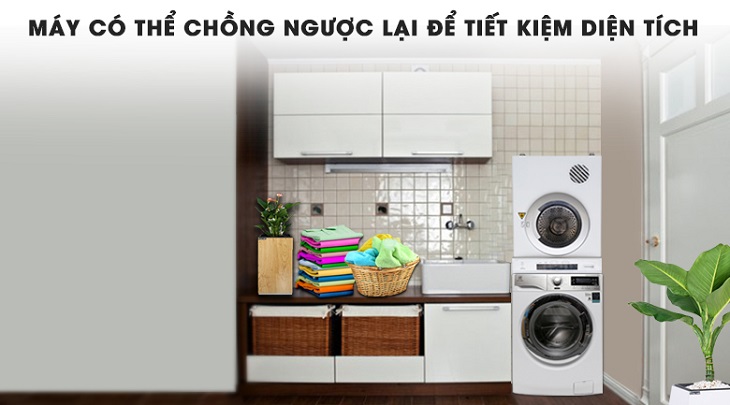 Úp ngược, đặt trên máy giặt tiết kiệm diện tích