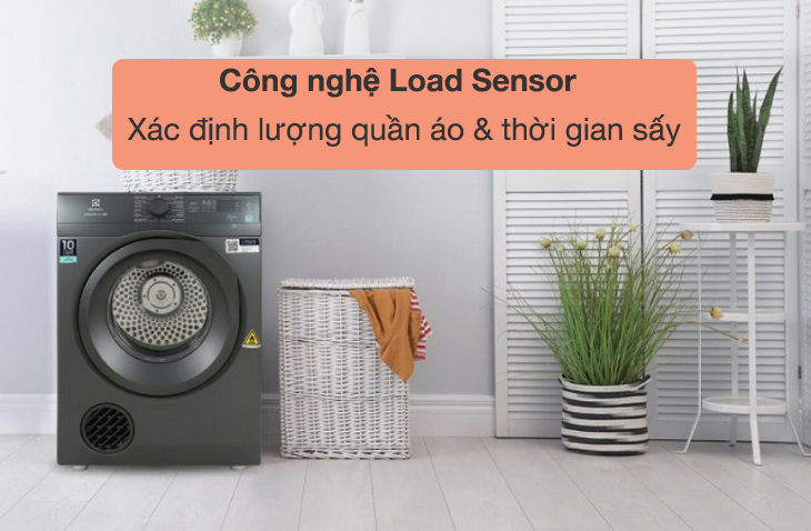 Công nghệ Load Sensor xác định lượng quần áo và thời gian sấy