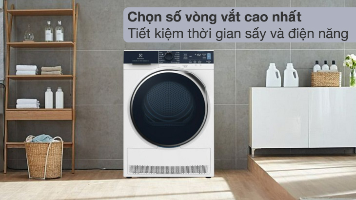 Máy sấy bơm nhiệt Electrolux 8 kg EDH803Q7WB có khả năng tùy chỉnh mức độ sấy