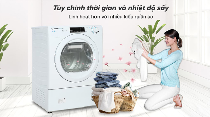 Bạn có thể chọn thời gian chu trình sấy trên máy sấy Candy linh hoạt