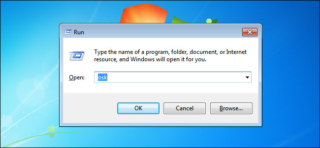 Cách mở bàn phím ảo trên máy tính Windows 7/8/8.1/10 đơn giản nhất > Nhập lệnh OSK vào khung Run trên Windows 7