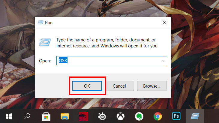 Cách mở bàn phím ảo trên máy tính Windows 7/8/8.1/10 đơn giản nhất > Mở cửa sổ Run, nhập OSK và chọn OK