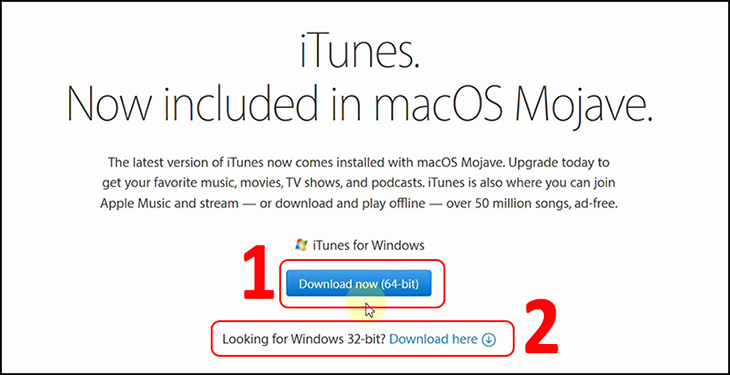 Truy cập iTunes.com và chọn phiên bản phù hợp cho máy tính của bạn.