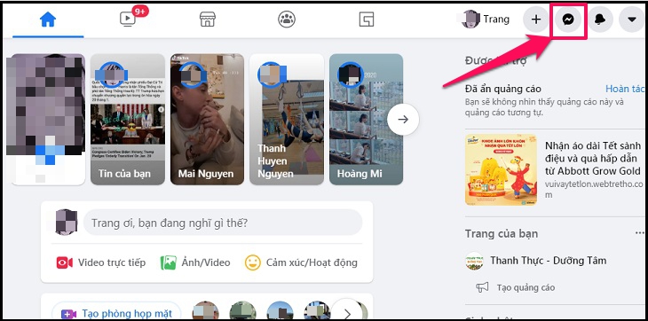 Xóa tin nhắn trên Messenger qua điện thoại và máy tính cực kỳ đơn giản > Nhấp vào biểu tượng Messenger