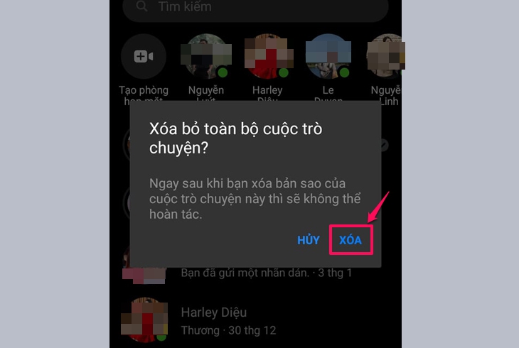 Xóa tin nhắn trên Messenger qua điện thoại và máy tính cực kỳ đơn giản > Nhấn thêm nút Xóa để xác nhận thao tác