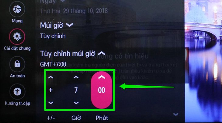 Đặt múi giờ cho tivi