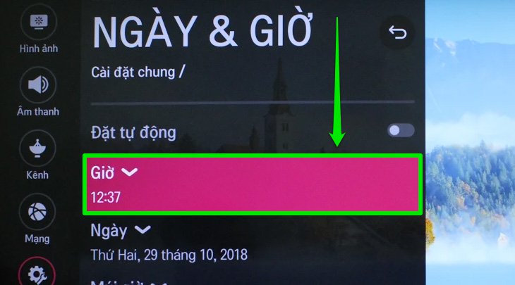 Chọn mục giờ