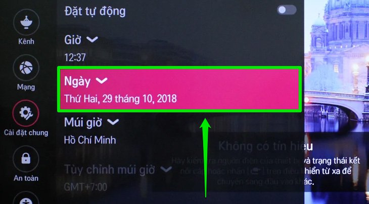 Chọn mục ngày