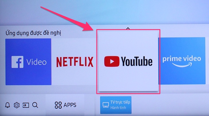 Cách đăng nhập tài khoản Youtube trên Smart tivi Samsung 2018 > Ứng dụng Youtube trên tivi