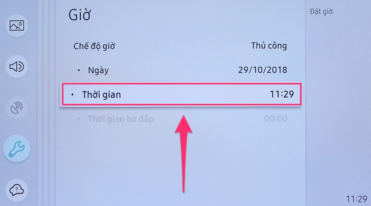 Cách cài đặt thời gian trên Smart tivi Samsung 2018 > Cài đặt thời gian trên Smart tivi Samsung