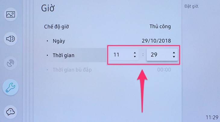Cách cài đặt thời gian trên Smart tivi Samsung 2018 > Cài đặt thời gian trên Smart tivi Samsung