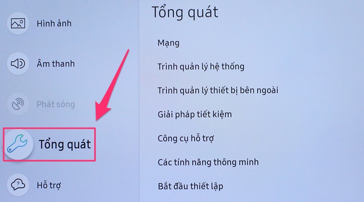 Cách cài đặt thời gian trên Smart tivi Samsung 2018 > Cài đặt trên Smart tivi Samsung