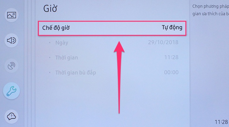 Cách cài đặt thời gian trên Smart tivi Samsung 2018 > Cài đặt thời gian trên Smart tivi Samsung