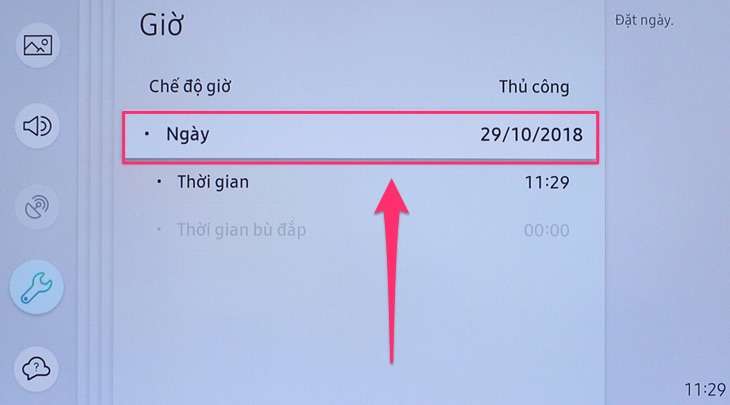 Cách cài đặt thời gian trên Smart tivi Samsung 2018 > Cài đặt thời gian trên Smart tivi Samsung