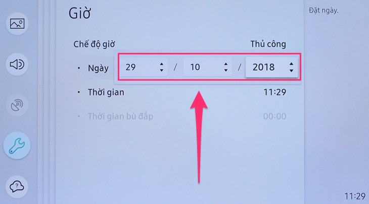 Cách cài đặt thời gian trên Smart tivi Samsung 2018 > Cài đặt thời gian trên Smart tivi Samsung