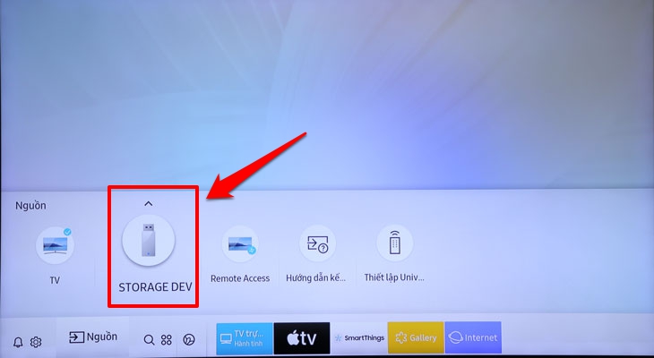Chọn USB đã kết nối trên tivi