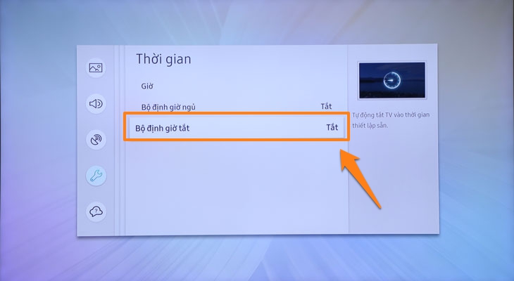 Cách hẹn giờ tắt, bật cho Smart tivi Samsung > Chọn bộ định giờ tắt