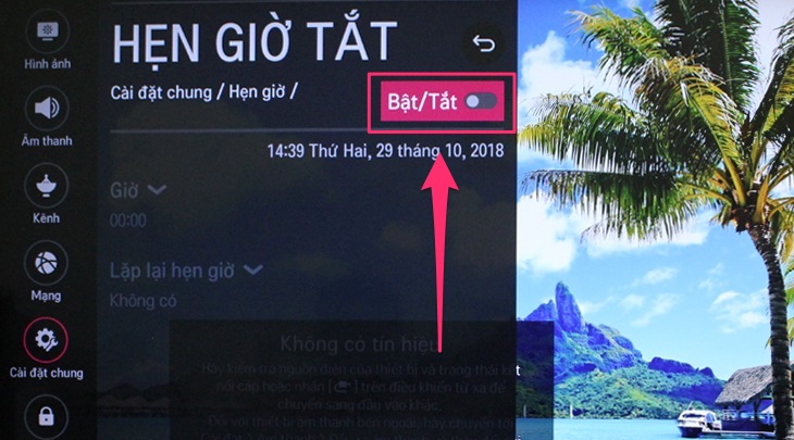 Hẹn giờ tắt trên Smart tivi LG