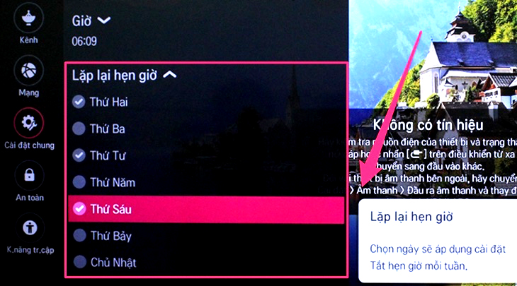 Hẹn giờ tắt trên Smart tivi LG