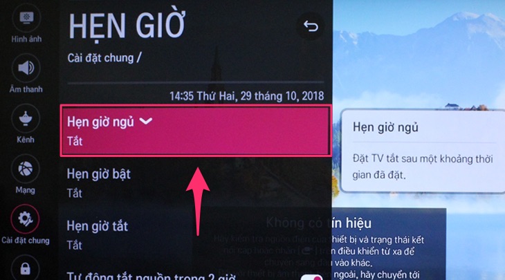 Hẹn giờ trên Smart tivi LG