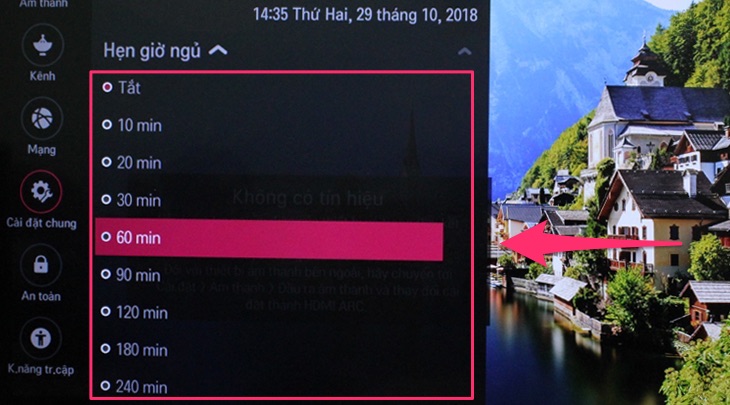 Hẹn giờ trên Smart tivi LG