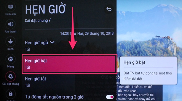 Hẹn giờ trên Smart tivi LG