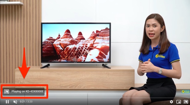 Cách chia sẻ video youtube từ điện thoại, máy tính bảng, laptop lên Android tivi Sony 2018 > Kết nối chia sẻ thành công