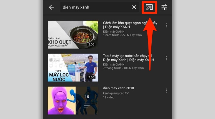 Cách chia sẻ video youtube từ điện thoại, máy tính bảng, laptop lên Android tivi Sony 2018 > Ứng dụng Youtube trên điện thoại