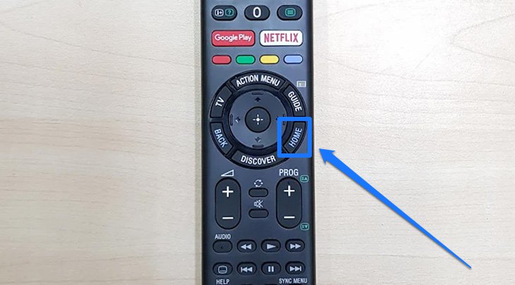 Cách xem phim, nhạc, ảnh trong USB trên Android tivi Sony 2018 > Nhấn nút Home trên tivi