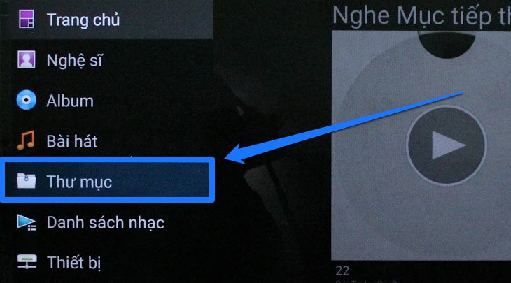 Cách xem phim, nhạc, ảnh trong USB trên Android tivi Sony 2018 > Chọn Thư mục