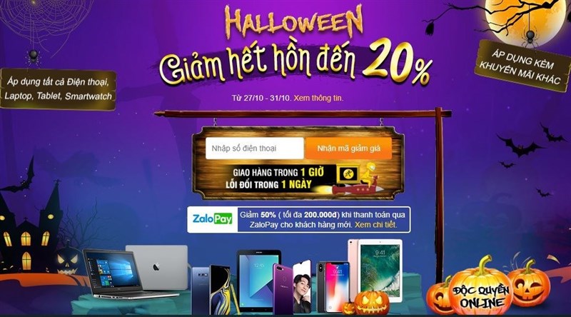 Ngày cuối săn mã giảm giá 20% dịp Halloween