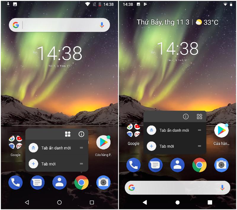So sánh nhanh giao diện của Android 8 với Android 9