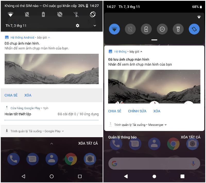 So sánh nhanh giao diện của Android 8 với Android 9