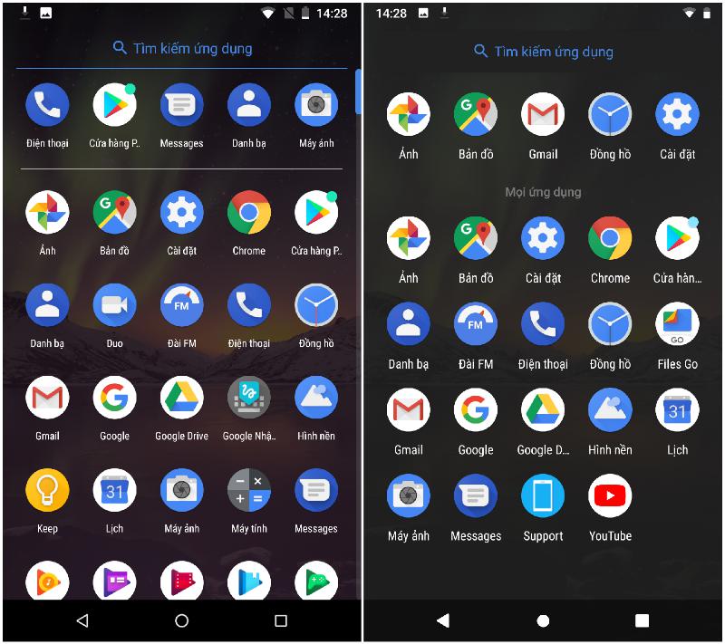 So sánh nhanh giao diện của Android 8 với Android 9