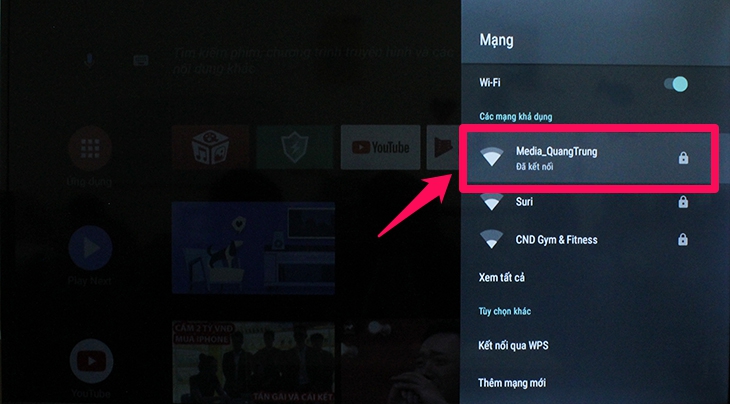Cách kết nối mạng trên tivi TCL 2018 sử dụng hệ điều hành Android Tivi - đăng nhập thành công