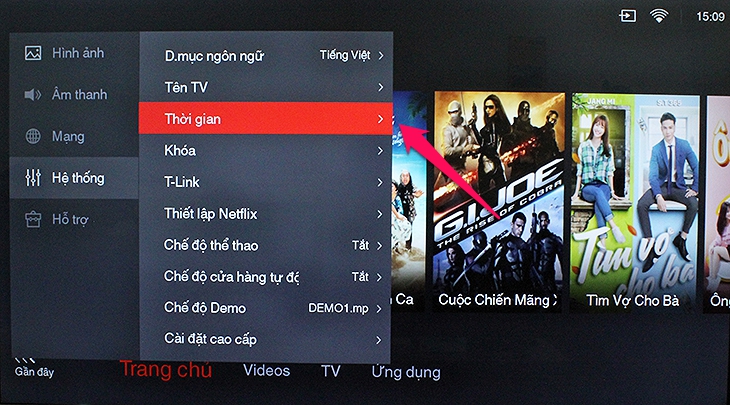 Cách cài đặt thời gian, múi giờ trên tivi TCL sử dụng TV+ OS - chọn thời gian