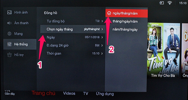 Cách cài đặt thời gian, múi giờ trên tivi TCL sử dụng TV+ OS - chọn ngày tháng