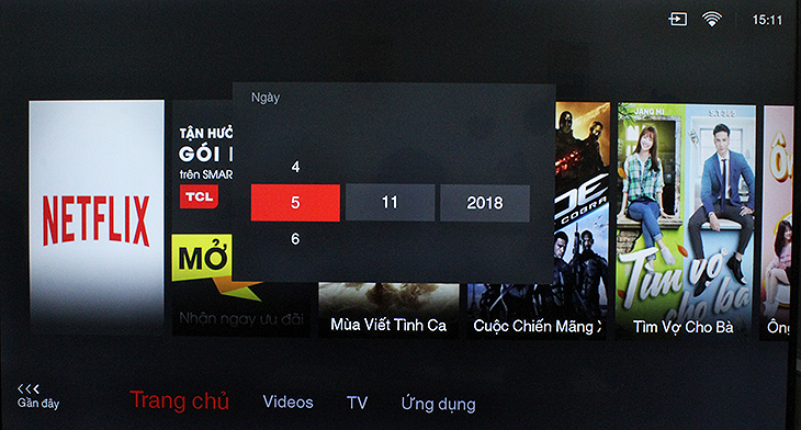 Cách cài đặt thời gian, múi giờ trên tivi TCL sử dụng TV+ OS - chọn ngày