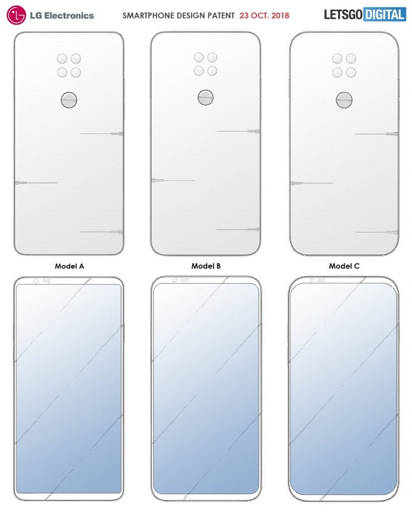 Xuất hiện bằng sáng chế smartphone LG với màn hình không viền, 4 camera mặt sau